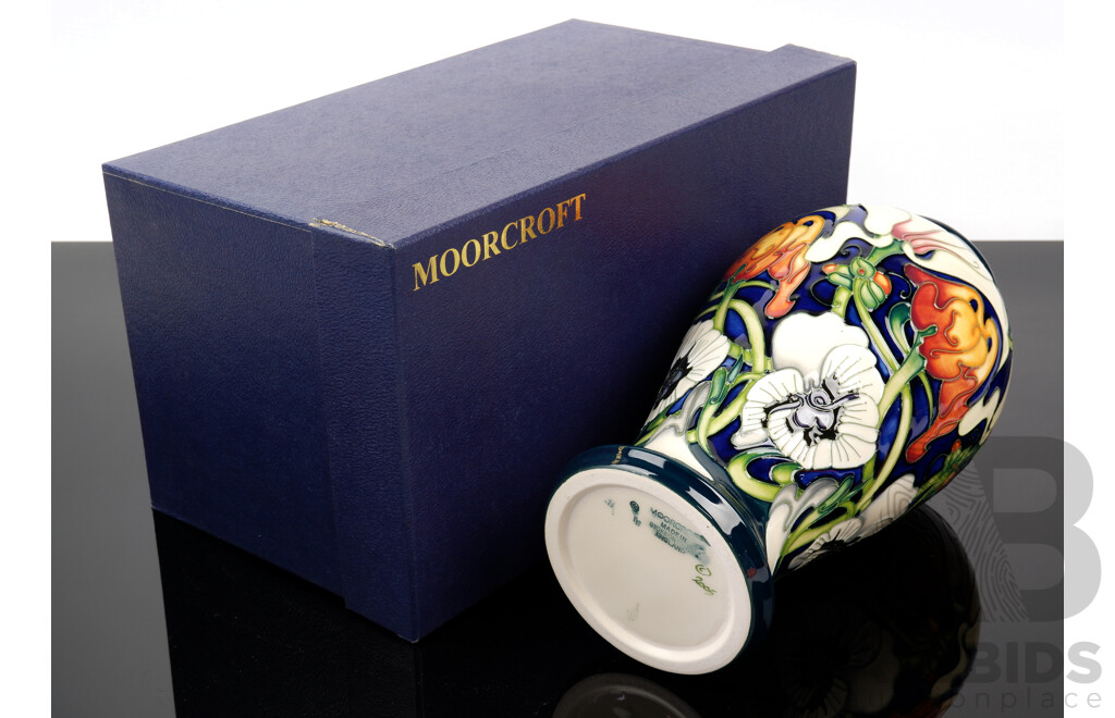 Moorcroft Porcelain Vase in Miss Alice Design by Emma Bossons in Original Box
