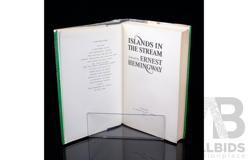 First Edition, TIslands in the Stream, Ernest Hemingway, Collins, London, 1970, Hardcover with Dust Jacket