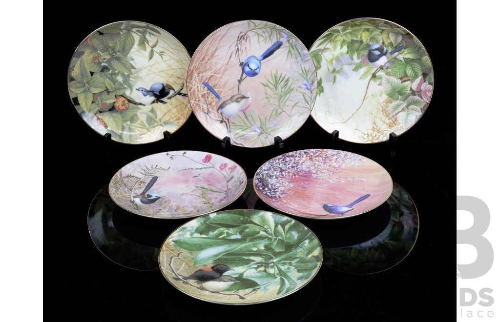 Limited Edition Set Six Fairy Wrens of Australia Collectors Display Plates by Westminster