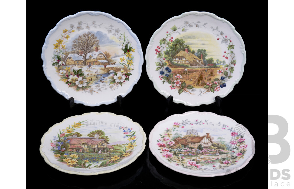 Full Set Four Royal Albert Cottage Garden Year Series Display Plates