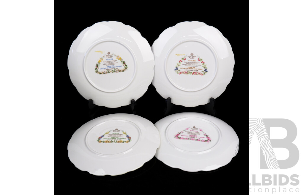 Full Set Four Royal Albert Cottage Garden Year Series Display Plates