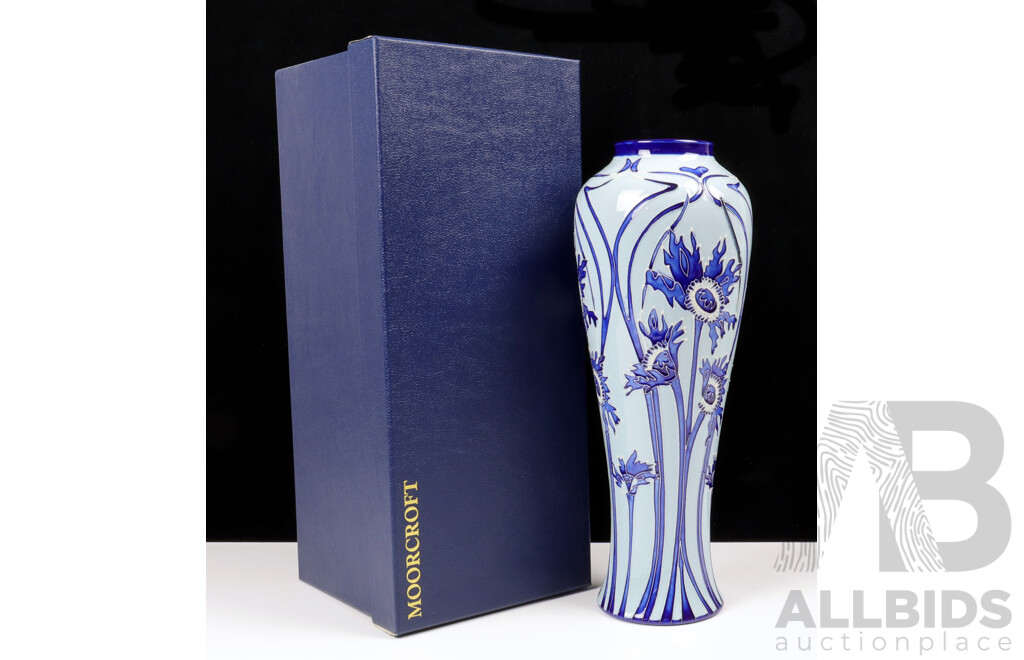 Moorcroft Porcelain Vase in Ragged Poppy Design by Nicola Slaney in Original Box