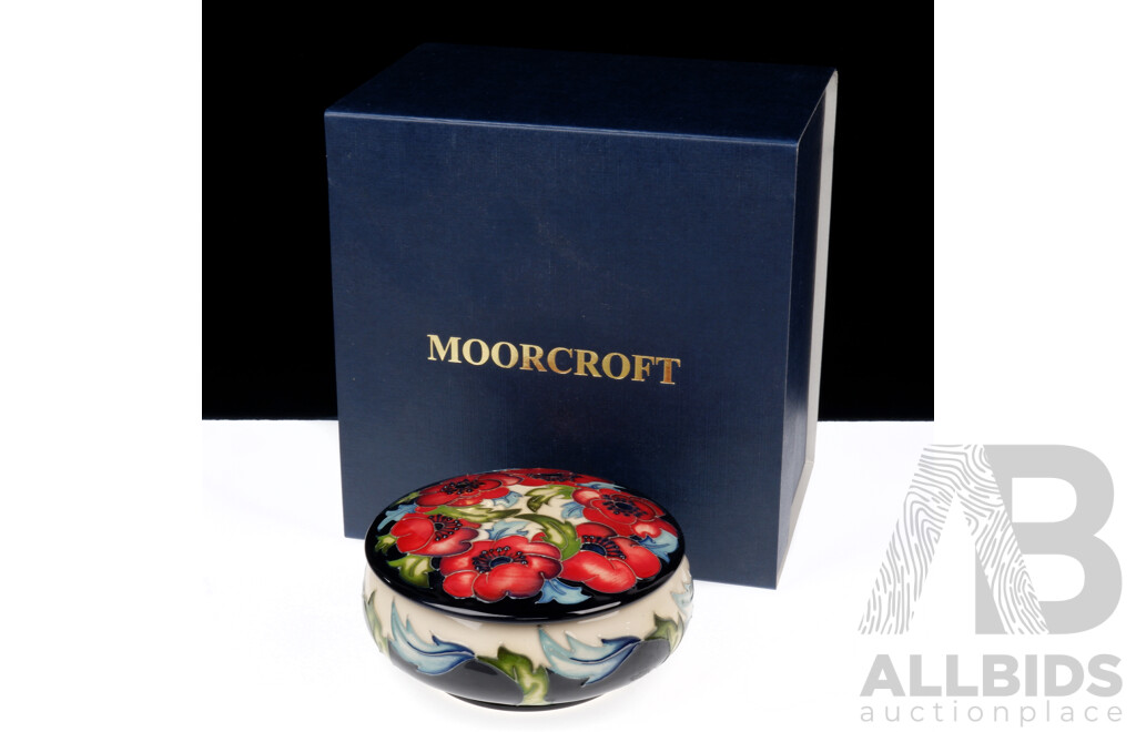 Moorcroft Porcelain Limited Edition 37 of 60, Lidded Dish in Memorium Pattern by Rachel Bishop in Original Box
