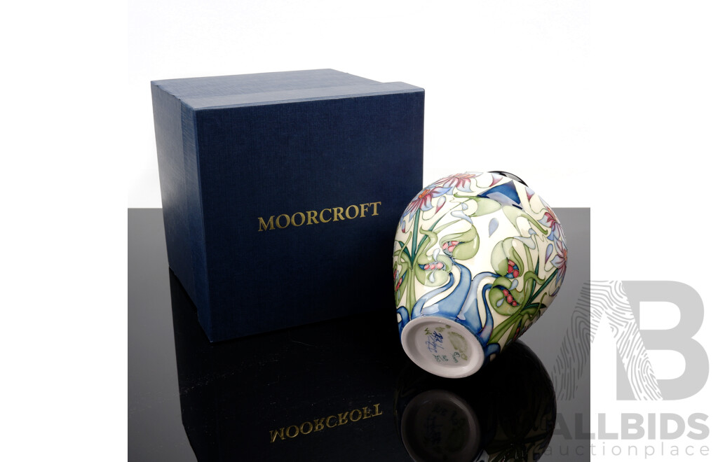 Moorcroft Porcelain Limited Edition 149 of 200, Vase in Castle of Mey Pattern by Rachel Bishop in Original Box