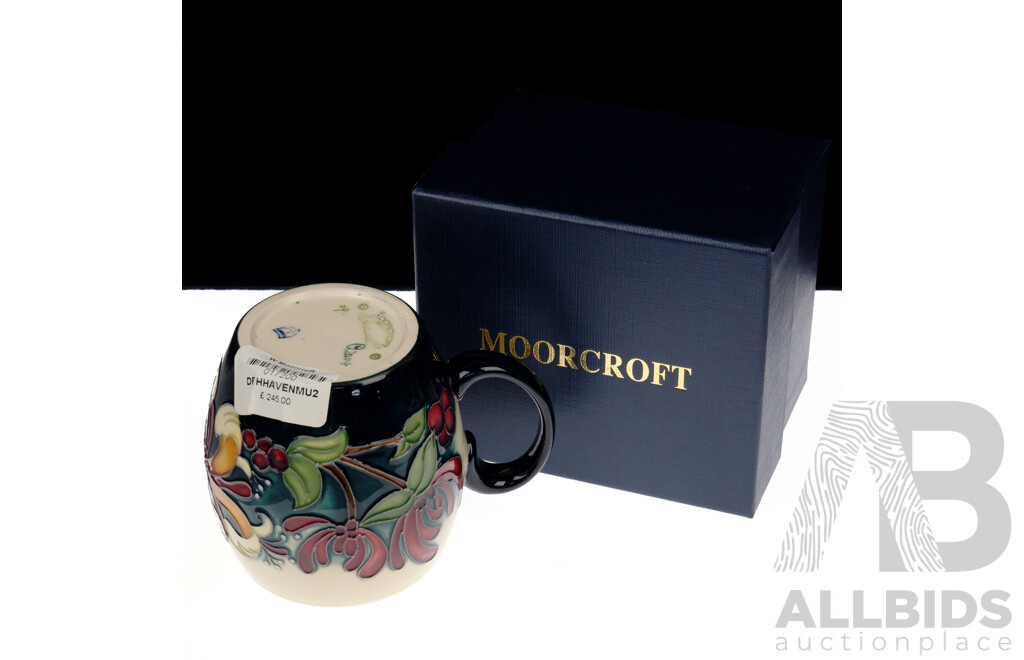 Moorcroft Porcelain Mug in Honey Suckle  Pattern by Rachel Bishop in Original Box