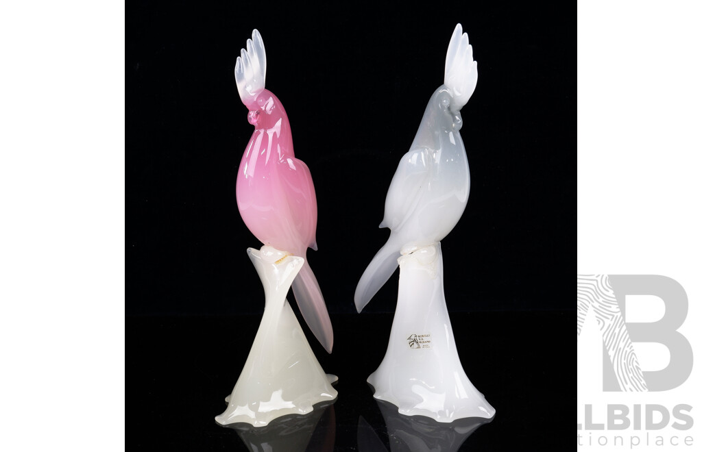 Retro Murano Glass Cockatoo Figures with Original Label to One