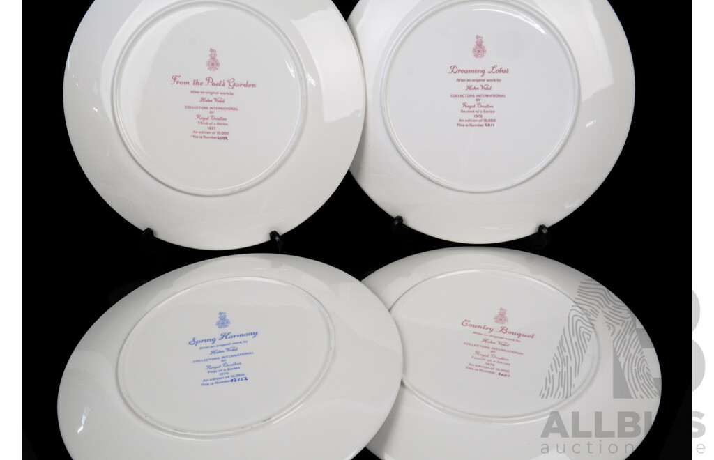 Set Four Limited Edition Royal Doulton 1978 Hahn Vidal Series Porcelain Collectors Display Plates