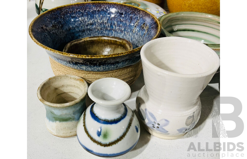 Collection Australian Studio Pottery Including Vases, Bowls and More