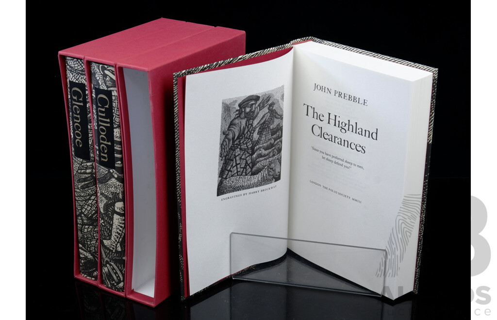 Three Volumes, John Prebble, Folio Society, 2003, Comprising Culloden, Glencoe & the Highland Clearances, All Hardcovers in Slip Case