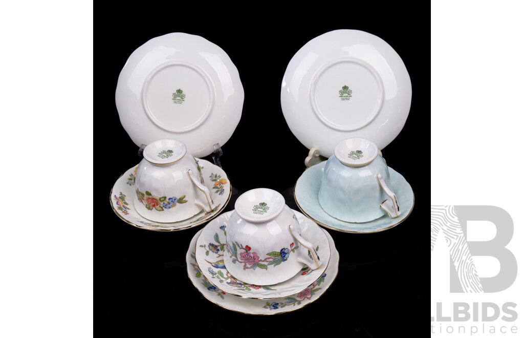 Collection Three Vintage English Aynsley Porcelain Trios