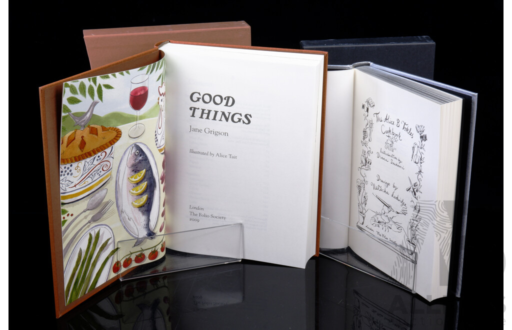 Two Folio Society Titles of Cooking Interest Comprising Jane Grigsons Good Things & the Alice B Tolkas Cook Book, Both Hardcovers in Slip Cases