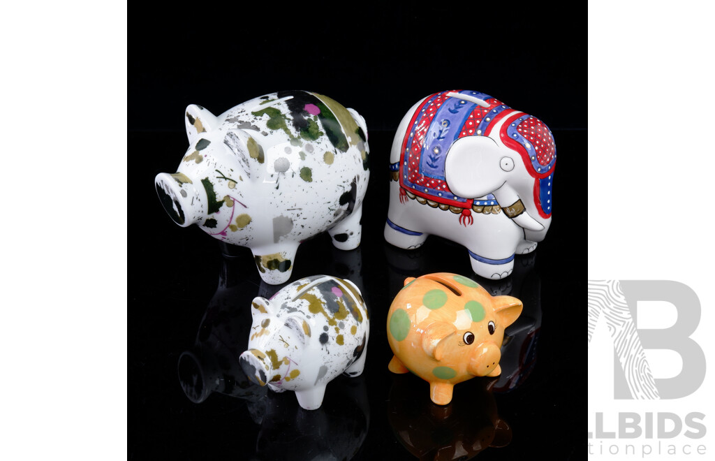 Collection Piggy Banks Including Two Ritzenhoff Examples