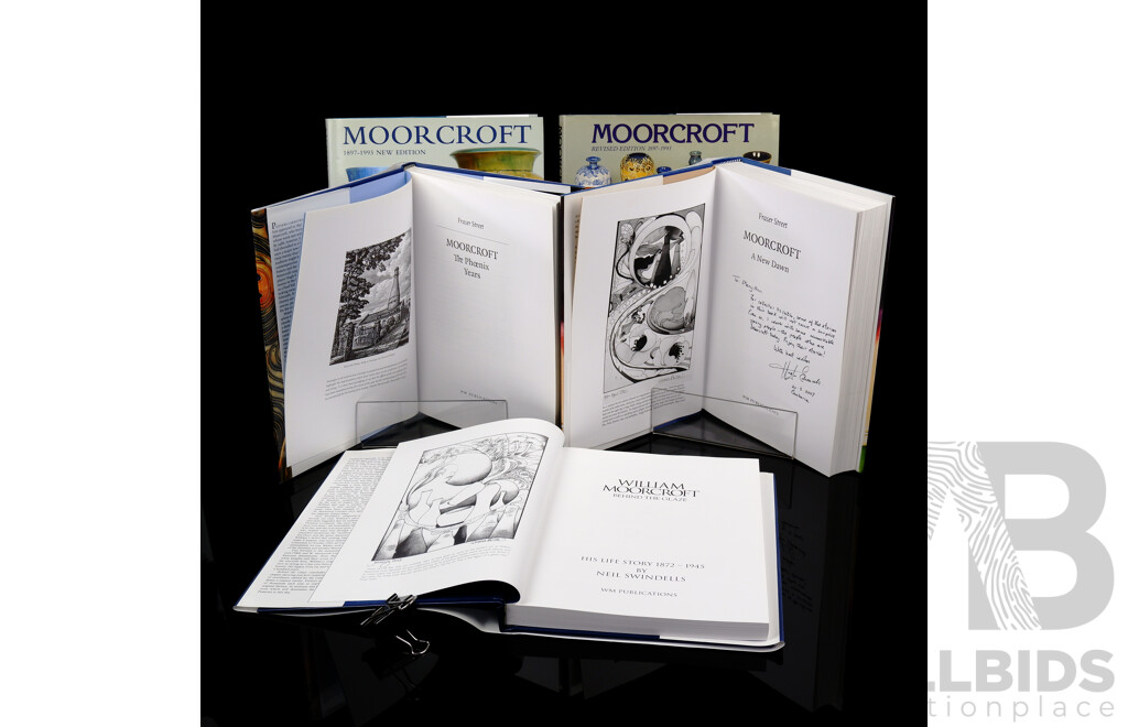 Collection Books Relating to Collecting Moorcroft Porcelain Including Moorcroft a New Dawn, William Moorcroft Behind the Glaze and More