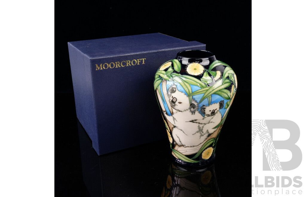 Moorcroft Porcelain Vase in Koala Design by Siam Leeper in Original Box