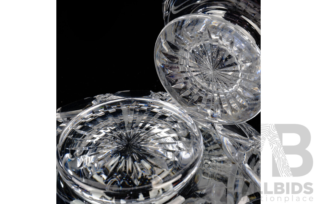 Two Vintage Stuart Crystal Pieces Comprising Serving Bowl Along with Diamond Cut Footed Dish