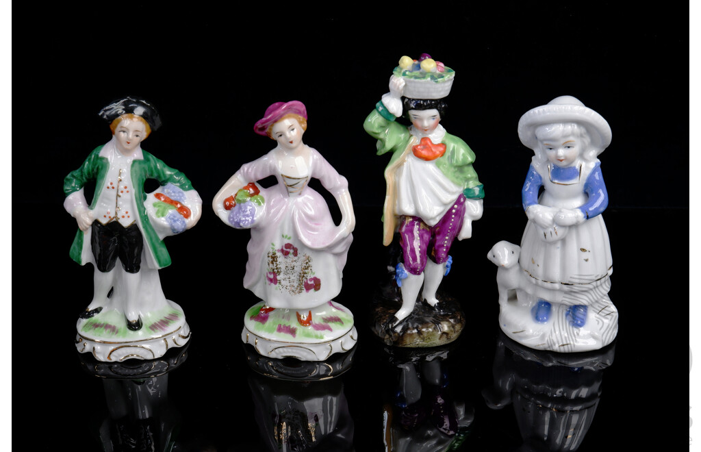 Collection Four Antique Staffordshire Porcelain Figures of Youths