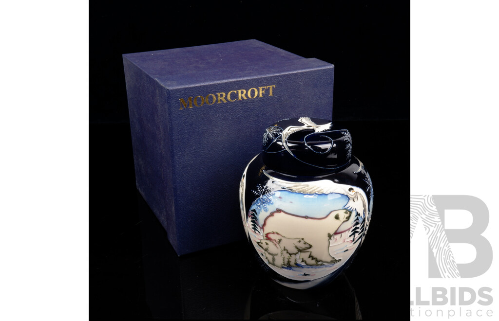 Moorcroft Porcelain Lidded Ginger Jar in Arctic Tundra Design by Sian Leeper in Original Box