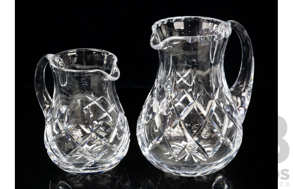 Set Two Different Sized Vintage Thomas Webb Crystal PItchers