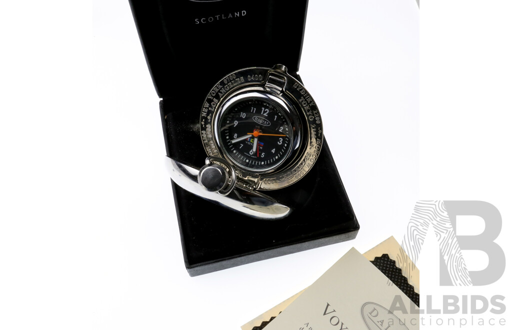 Dalvey Voyager Travel Clock Scotland - Black Face, 70mm, in Presentation Case with All Paperwork