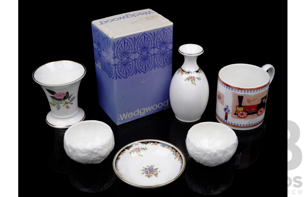 CollectionEnglish Wedgwood Porcelain Including Vase in Original Box, Mug and More