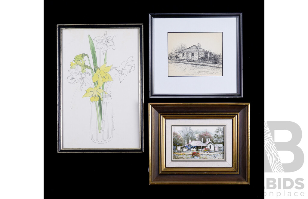 Ian Stephens, Homestead - Maryborough, Oil, Together with Two Framed Prints (3)