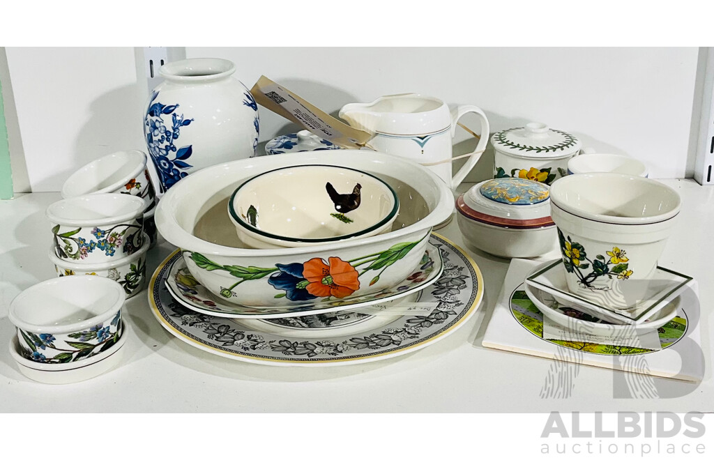 Collection Villeroy & Boch and Portmeirion Porcelain Including Ramekins, Plates, Dishes and More