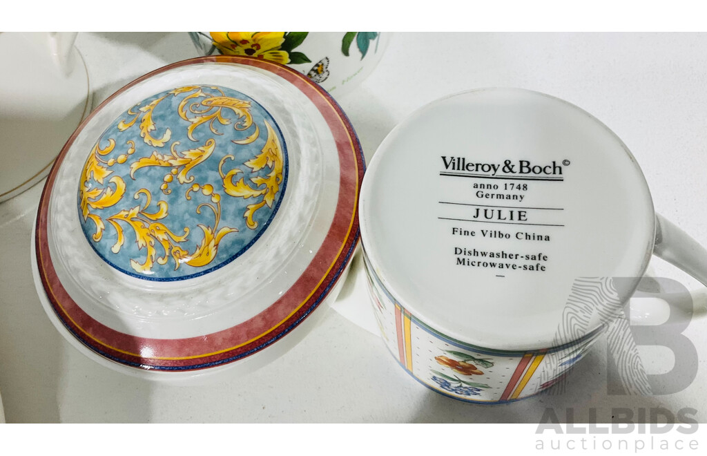Collection Villeroy & Boch and Portmeirion Porcelain Including Ramekins, Plates, Dishes and More
