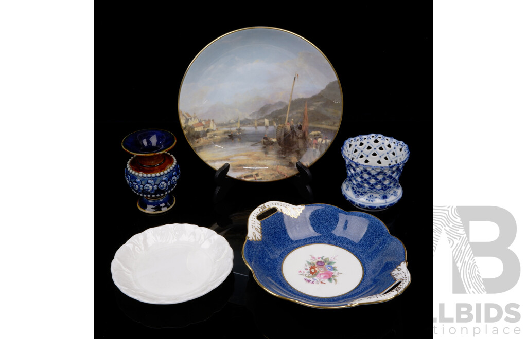 Collection Vintage English and Continental Porcelain Including Doulton Lambeth, Royal Copenhagen & Coalport Examples
