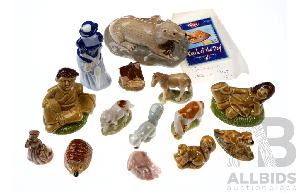Collection English Mostly Wade Ceramic Animal Figures Including Bear & Cub Catch of the Day, Lady Caroline and More