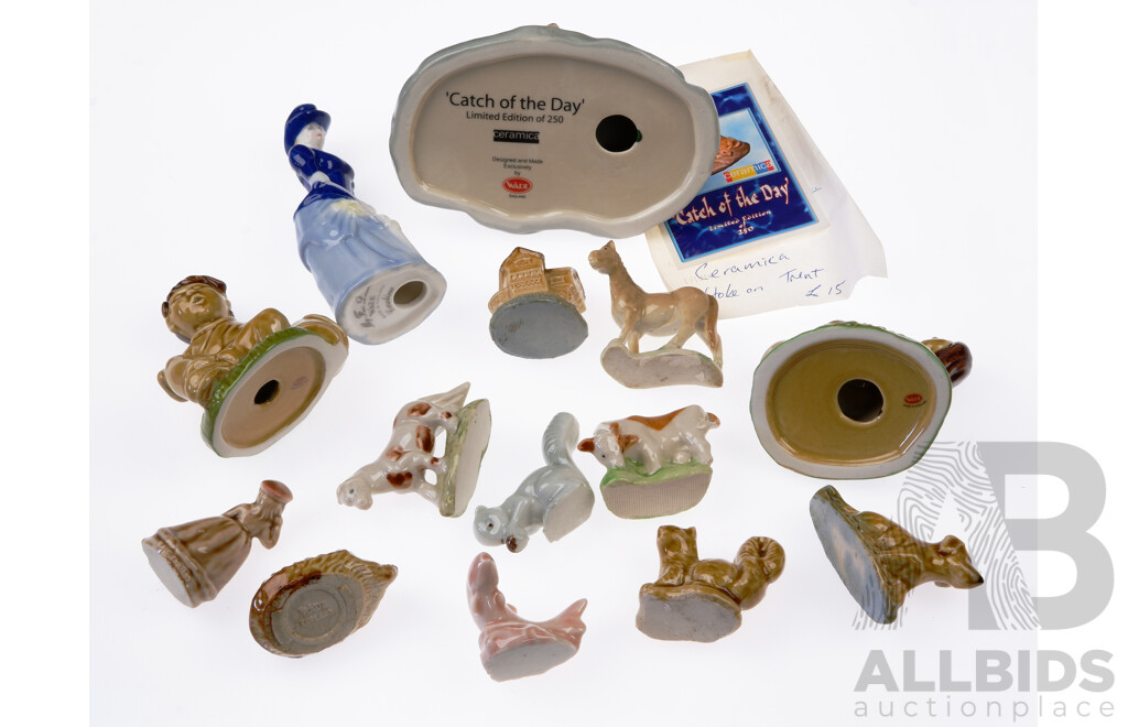 Collection English Mostly Wade Ceramic Animal Figures Including Bear & Cub Catch of the Day, Lady Caroline and More
