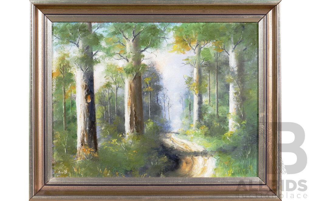 K. Burns, Dense Forest in the Hornibrook Region, Oil on Canvas on Board