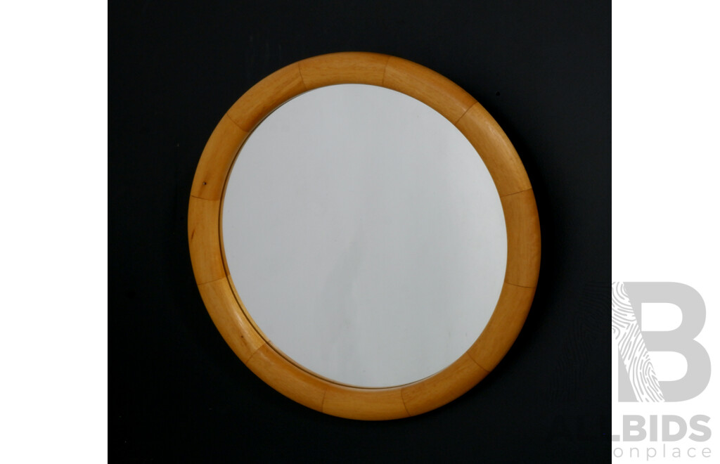 Small Round Timber Framed Mirror