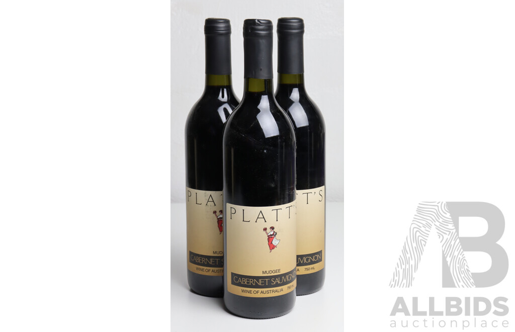 Platt's of Mudgee Cabernet Sauvignon Vintage 2000 X 3