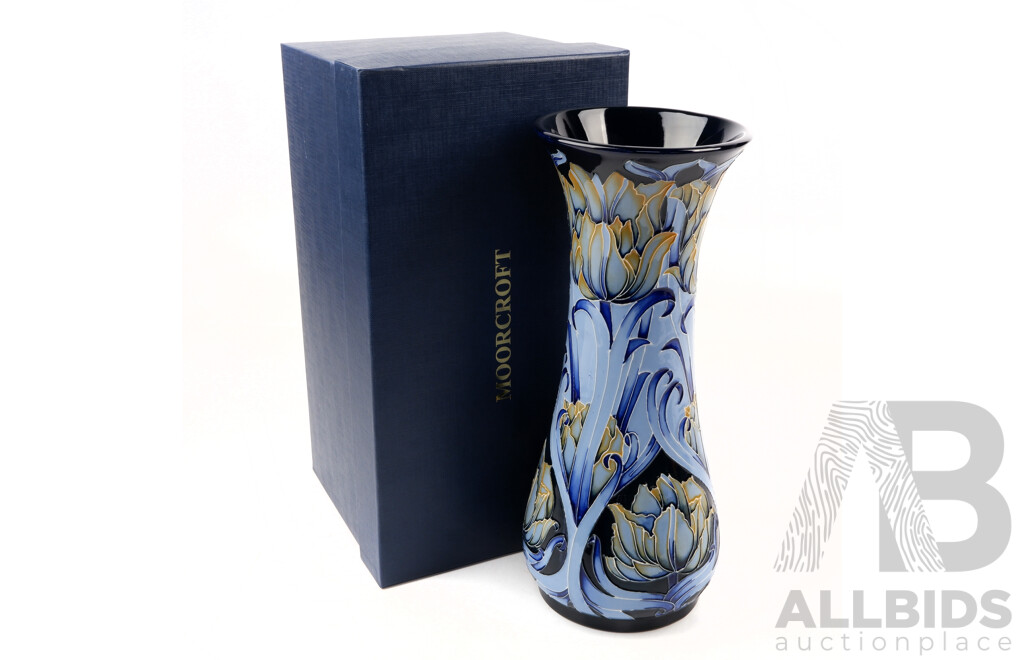 Limited Edition 32 of 50 Moorcroft Porcelain Vase in Orange Monarch Design by Paul Hilditch in Original Box