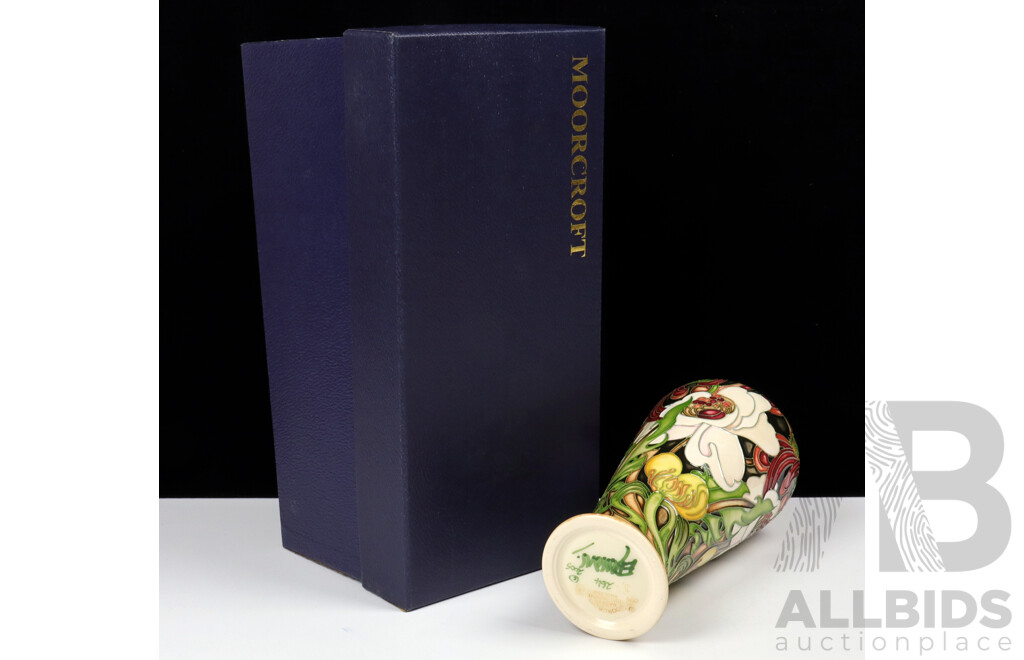 Limited Edition  264 of 500 Moorcroft Porcelain Vase in Edwardiana Design by Emma Bossons in Original Box