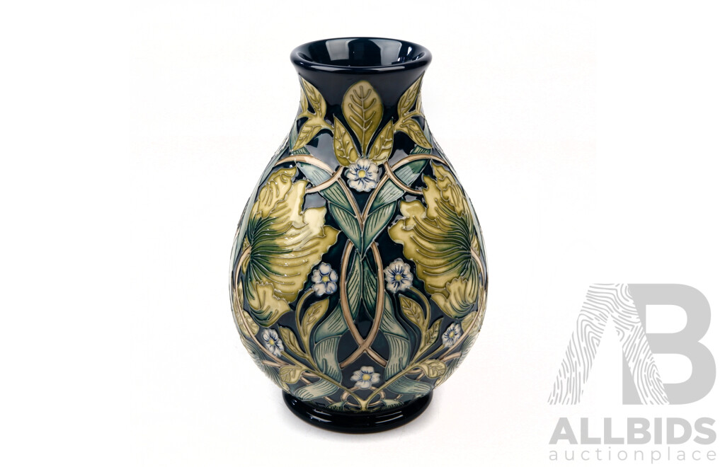 Limited Edition 29 of 60 Moorcroft Porcelain Vase in Pimpernel Perfection Design by Nicola Slaney in Original Box