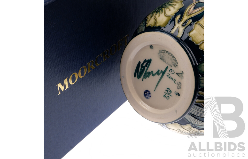 Limited Edition 29 of 60 Moorcroft Porcelain Vase in Pimpernel Perfection Design by Nicola Slaney in Original Box