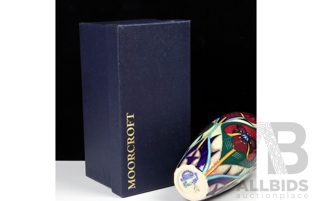 Moorcroft Porcelain Vase in Crowning Glory Poppy Number 3 Design by Rachel Bishop in Original Box