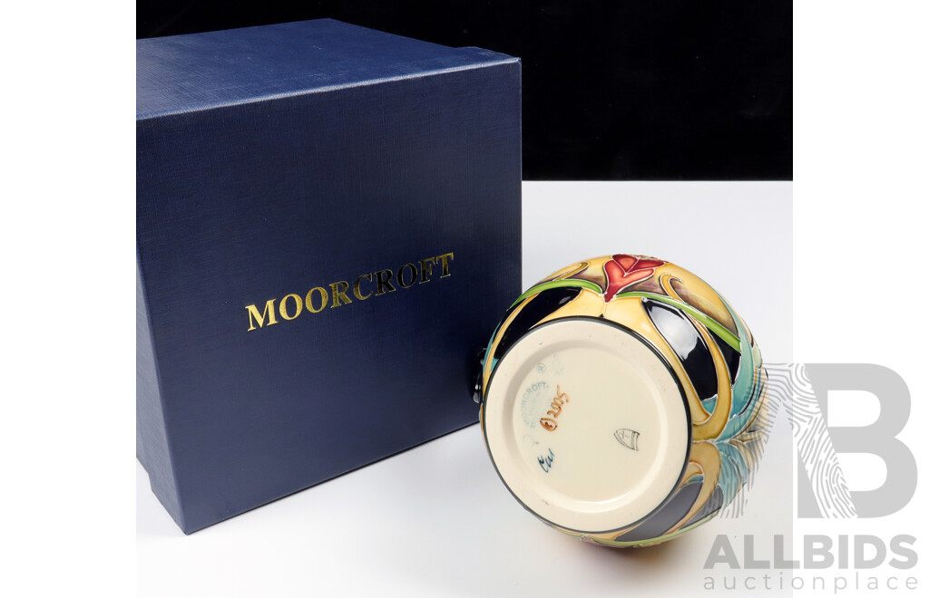 Moorcroft Porcelain Jug in Royal Gold Design by Rachel Bishop in Original Box