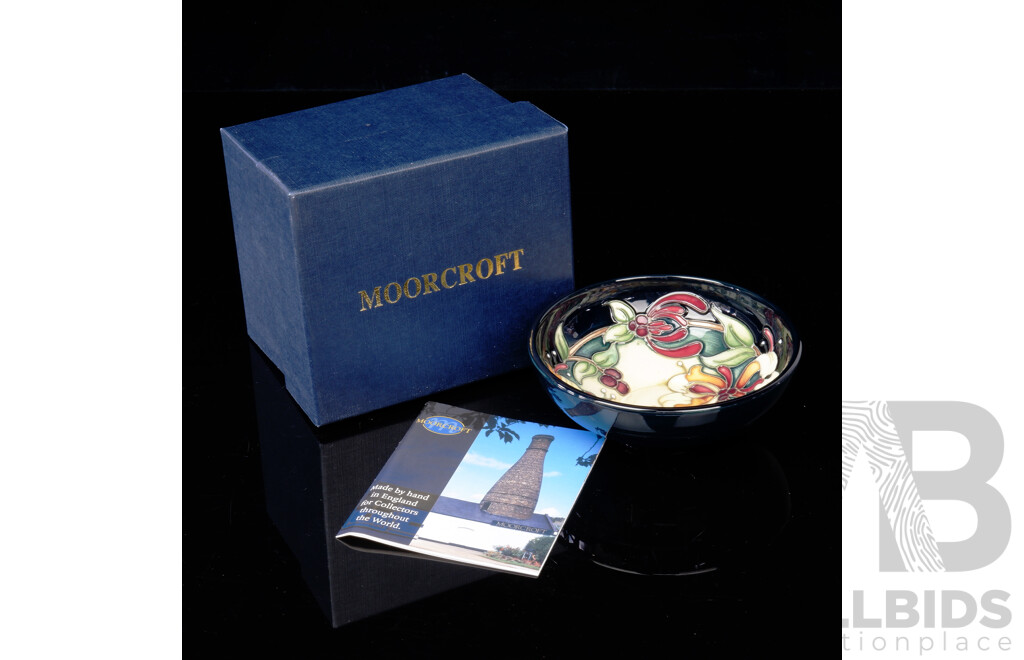 Moorcroft Porcelain Bowl in Honeysuckle Haven Design by Rachel Bishop in Original Box