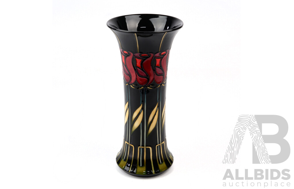 Limited Edition Moorcroft Porcelain Vase in Night Rose Design by Nicola Slaney in Original Box