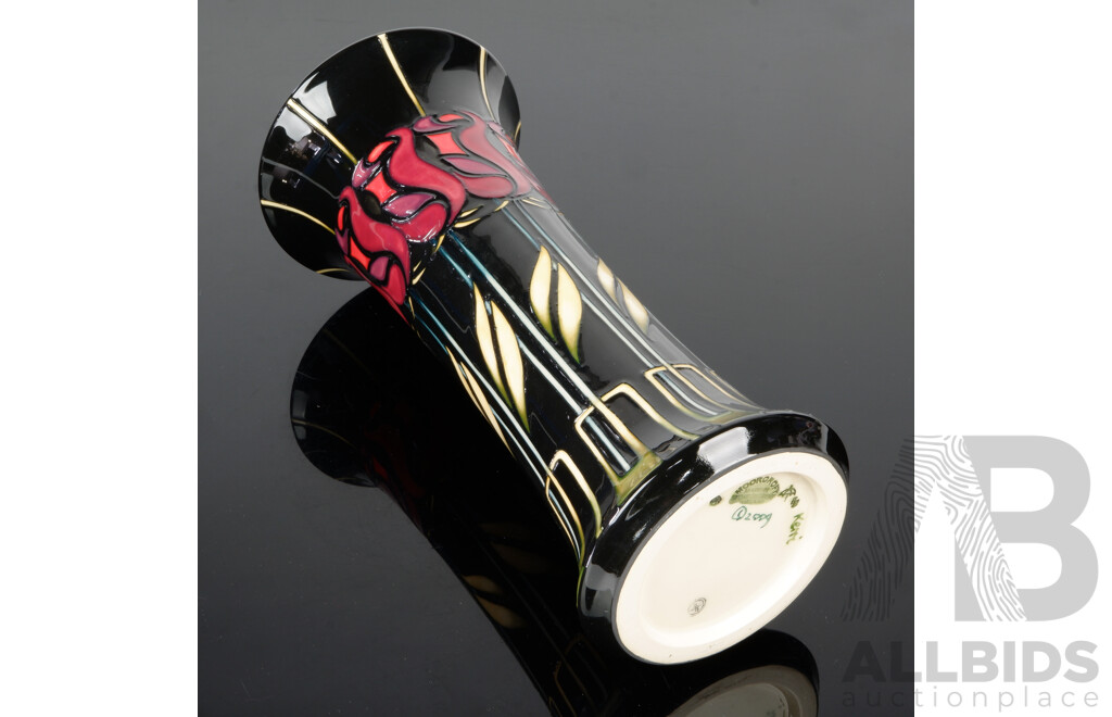 Limited Edition Moorcroft Porcelain Vase in Night Rose Design by Nicola Slaney in Original Box