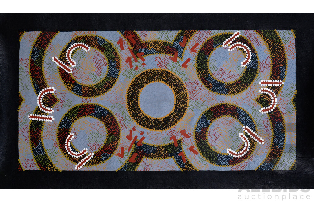 Kevin Tjingurrayi (Aboriginal, Contemporary), Water Dreaming, Together with Another Unsigned Painting, Acrylic on Canvas,  (2)
