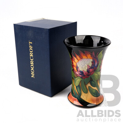 Moorcroft Porcelain Vase in Protea Design by Emma Bossons in Original Box