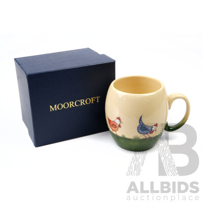 Moorcroft Porcelain Mug in Chicken Run Design by Nicola Slaney in Original Box