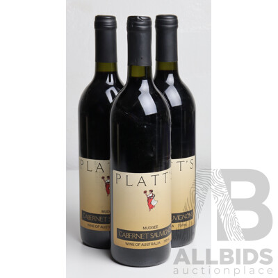 Platt's of Mudgee Cabernet Sauvignon Vintage 2000 X 3