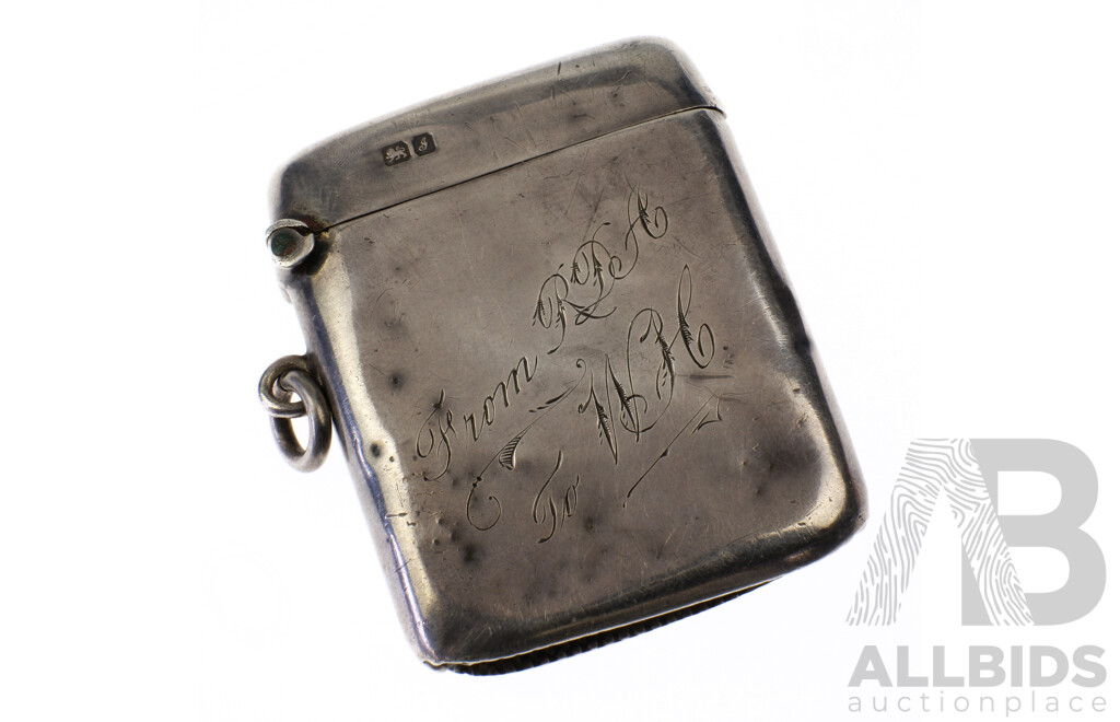 Antique English Silver Vesta Case C. 1909, Chester by E J Trevitt & Sons
