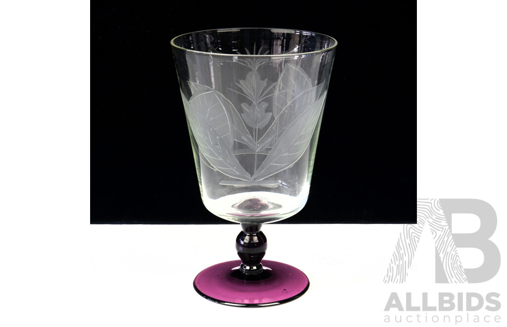 A Large Handblown Stemmed Glass in the Style of a Serving Rummer