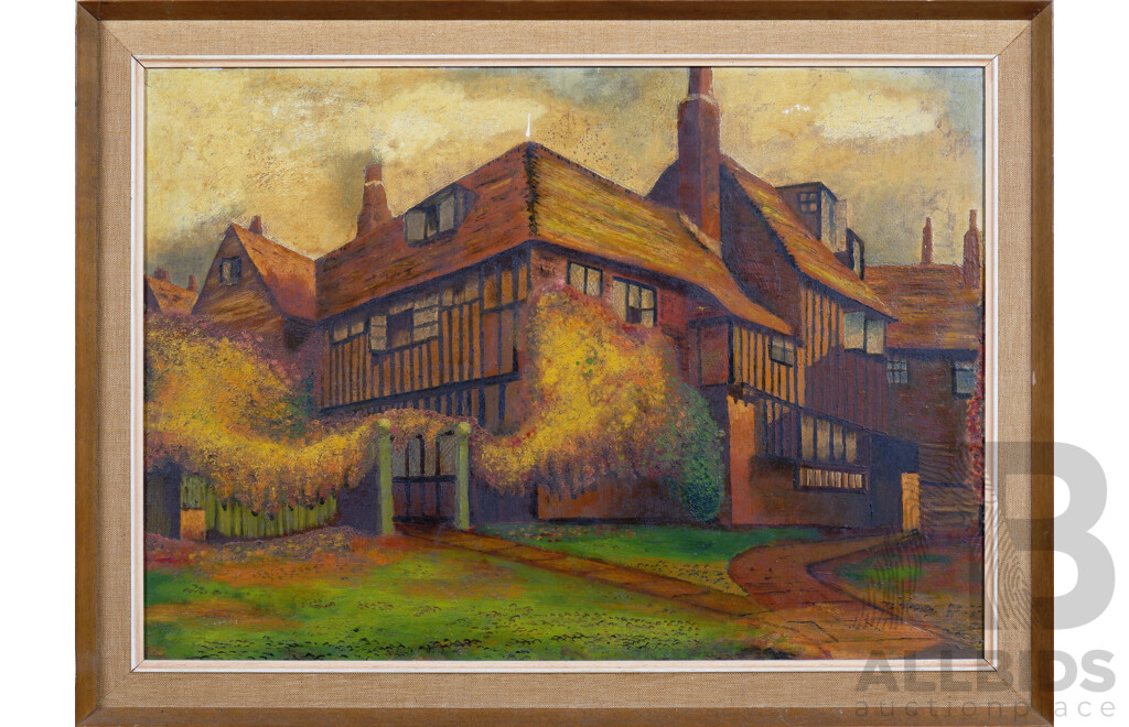 20th Century British School, Tudor House, Oil on Canvas