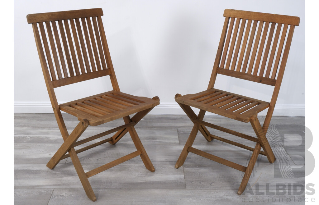 Pair of Outdoor Folding Timber Chairs